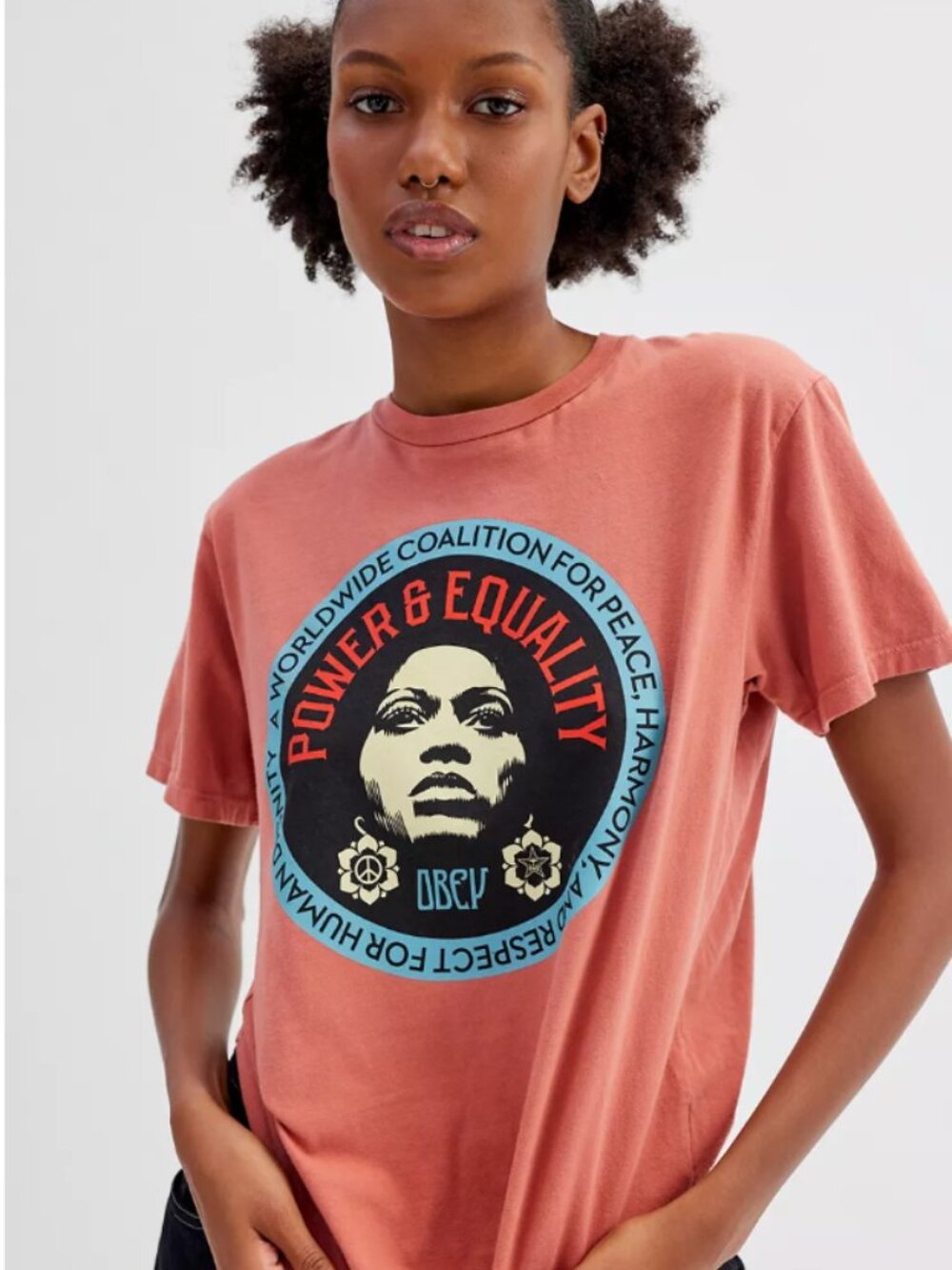 OBEY Women's Peace Harmony & Respect Graphic Tee sz S